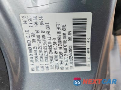 Zdjęcie 12 z 12 samochodu: 2005 HONDA CR-V LX VIN:JHLRD78545C048128 - miniatura