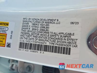 Zdjęcie 12 z 12 samochodu: 2023 HONDA ACCORD EX VIN:1HGCY1F3XPA042274 - miniatura
