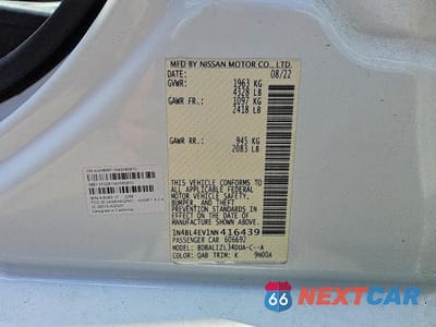 Zdjęcie 12 z 12 samochodu: 2022 NISSAN ALTIMA SL VIN:1N4BL4EV1NN416439 - miniatura