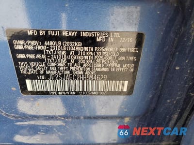 Zdjęcie 13 z 13 samochodu: 2017 SUBARU FORESTER 2.5I PREMIUM VIN:JF2SJAEC2HH534629 - miniatura