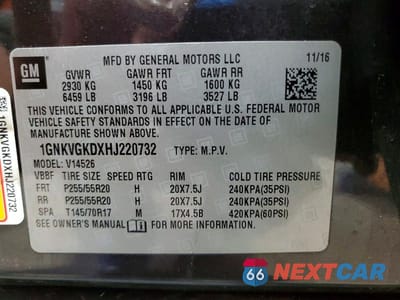 Zdjęcie 13 z 13 samochodu: 2017 CHEVROLET TRAVERSE LT VIN:1GNKVGKDXHJ220732 - miniatura
