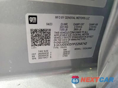 Zdjęcie 12 z 12 samochodu: 2023 CHEVROLET 1500 SILVERADO VIN:1GCUDDED7PZ258742 - miniatura