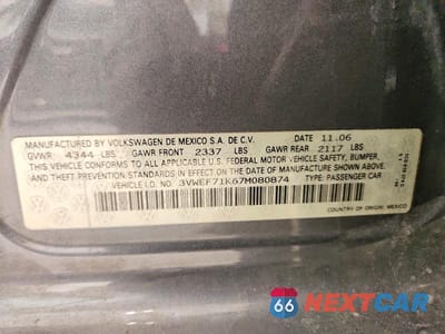 Zdjęcie 12 z 12 samochodu: 2007 VOLKSWAGEN JETTA WOLFSBURG VIN:3VWEF71K67M080874 - miniatura