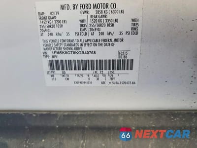 Zdjęcie 14 z 14 samochodu: 2019 FORD EXPLORER SPORT VIN:1FM5K8GT8KGB40768 - miniatura