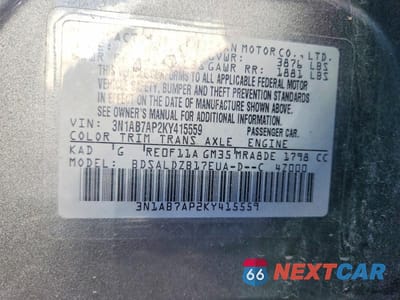 Zdjęcie 13 z 13 samochodu: 2019 NISSAN SENTRA SV VIN:3N1AB7AP2KY415559 - miniatura