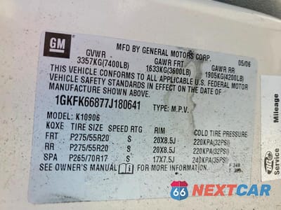 Zdjęcie 13 z 13 samochodu: 2007 GMC YUKON XL DENALI VIN:1GKFK66877J180641 - miniatura