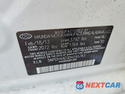 Zdjęcie 12 z 12 samochodu: 2013 HYUNDAI ELANTRA GLS VIN:5NPDH4AE0DH295783 - miniatura