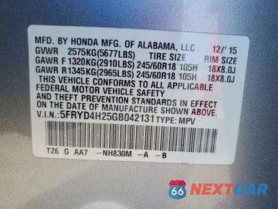 Zdjęcie 13 z 13 samochodu: 2016 ACURA MDX VIN:5FRYD4H25GB042131 - miniatura