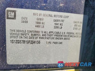 Zdjęcie 12 z 12 samochodu: 2009 CHEVROLET MALIBU LS VIN:1G1ZG57B19F234156 - miniatura
