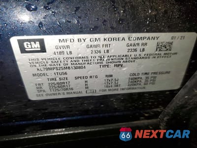 Zdjęcie 14 z 14 samochodu: 2021 CHEVROLET TRAILBLAZER LT VIN:KL79MPS25MB130804 - miniatura