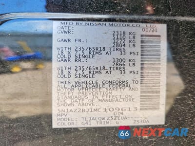 Zdjęcie 14 z 14 samochodu: 2021 NISSAN MURANO SV VIN:5N1AZ2BJ1MC109613 - miniatura