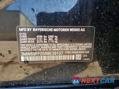 Zdjęcie 12 z 12 samochodu: 2024 BMW 330I VIN:3MW69FF05R8E39107 - miniatura