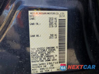 Zdjęcie 12 z 12 samochodu: 2015 NISSAN ALTIMA 2.5 SL VIN:1N4AL3AP8FC196758 - miniatura