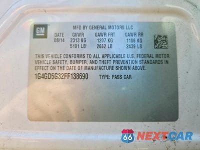 Zdjęcie 12 z 12 samochodu: 2015 BUICK LACROSSE PREMIUM VIN:1G4GD5G32FF138690 - miniatura