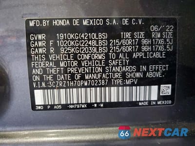 Zdjęcie 14 z 14 samochodu: 2023 HONDA HR-V EXL VIN:3CZRZ1H70PM702387 - miniatura