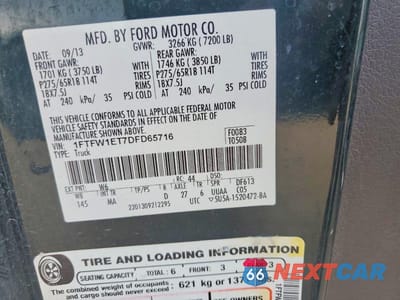 Zdjęcie 12 z 12 samochodu: 2013 FORD F150 SUPERCREW VIN:1FTFW1ET7DFD65716 - miniatura