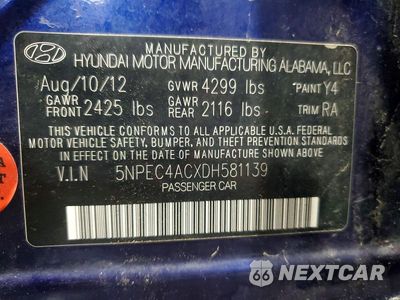 Zdjęcie 13 z 13 samochodu: 2013 HYUNDAI SONATA LIMITED VIN:5NPEC4ACXDH581139 - miniatura