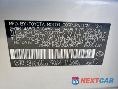 Zdjęcie 13 z 13 samochodu: 2012 LEXUS ES 350 VIN:JTHBK1EG4C2483823 - miniatura