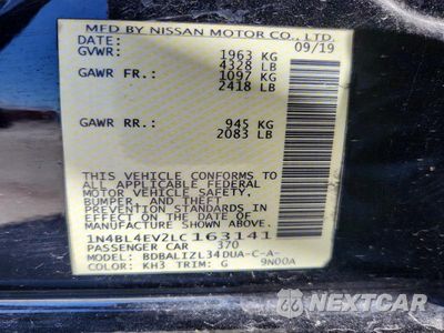 Zdjęcie 12 z 12 samochodu: 2020 NISSAN ALTIMA SL VIN:1N4BL4EV2LC163141 - miniatura