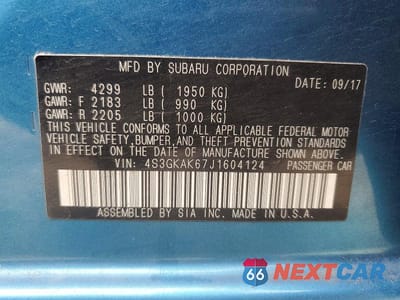 Zdjęcie 12 z 12 samochodu: 2018 SUBARU IMPREZA SPORT VIN:4S3GKAK67J1604124 - miniatura