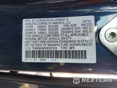 Zdjęcie 13 z 13 samochodu: 2024 HONDA CR-V SPORT TOURING VIN:7FARS6H9XRE081924 - miniatura