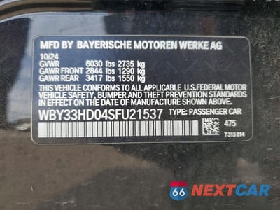 Zdjęcie 12 z 12 samochodu: 2025 BMW I4 M50 VIN:WBY33HD04SFU21537 - miniatura