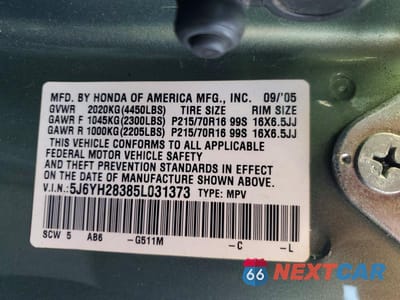 Zdjęcie 13 z 13 samochodu: 2005 HONDA ELEMENT LX VIN:5J6YH28385L031373 - miniatura