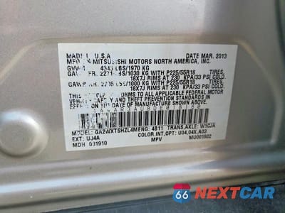 Zdjęcie 13 z 13 samochodu: 2013 MITSUBISHI OUTLANDER SPORT ES VIN:4A4AR3AU8DE018180 - miniatura