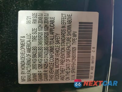Zdjęcie 13 z 13 samochodu: 2022 HONDA PILOT BLACK VIN:5FNYF6H72NB006929 - miniatura