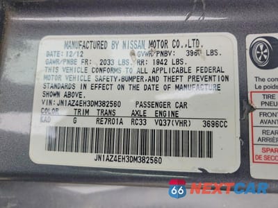 Zdjęcie 12 z 12 samochodu: 2013 NISSAN 370Z BASE VIN:JN1AZ4EH3DM382560 - miniatura