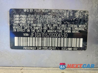 Zdjęcie 12 z 12 samochodu: 2013 SUBARU IMPREZA WRX VIN:JF1GV7E62DG004530 - miniatura