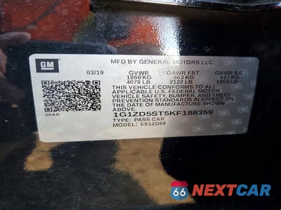 Zdjęcie 12 z 12 samochodu: 2019 CHEVROLET MALIBU LT VIN:1G1ZD5ST5KF188359 - miniatura