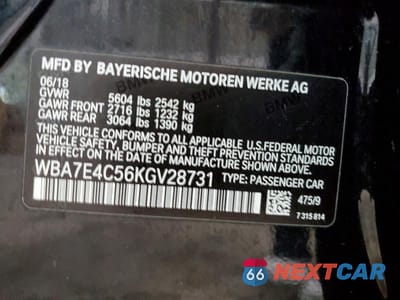 Zdjęcie 12 z 12 samochodu: 2019 BMW 740 XI VIN:WBA7E4C56KGV28731 - miniatura