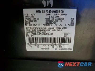 Zdjęcie 14 z 14 samochodu: 2019 FORD EXPLORER SPORT VIN:1FM5K8GT4KGB10652 - miniatura