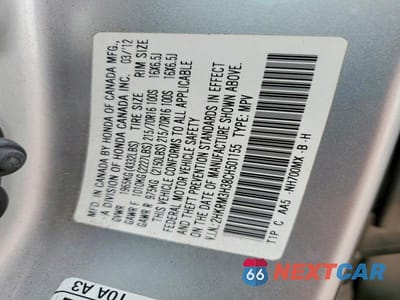 Zdjęcie 14 z 14 samochodu: 2012 HONDA CR-V LX VIN:2HKRM3H38CH501155 - miniatura