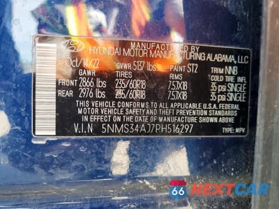 Zdjęcie 13 z 13 samochodu: 2023 HYUNDAI SANTA FE SEL PREMIUM VIN:5NMS34AJ7PH516297 - miniatura