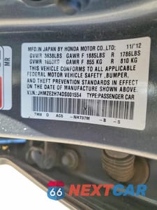 Zdjęcie 12 z 12 samochodu: 2013 HONDA INSIGHT EX VIN:JHMZE2H74DS001554 - miniatura