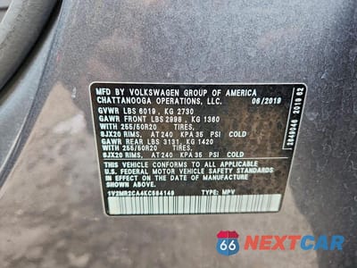 Zdjęcie 14 z 14 samochodu: 2019 VOLKSWAGEN ATLAS SEL VIN:1V2MR2CA4KC584149 - miniatura
