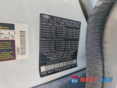 Zdjęcie 13 z 13 samochodu: 2016 LAND ROVER RANGE ROVER HSE VIN:SALGS2KF9GA246581 - miniatura