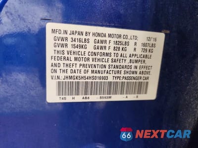 Zdjęcie 12 z 12 samochodu: 2017 HONDA FIT LX VIN:JHMGK5H54HS016903 - miniatura