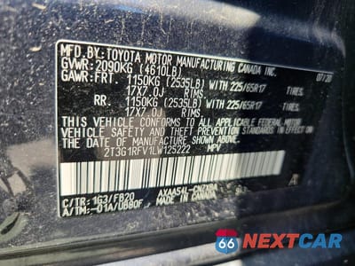 Zdjęcie 13 z 13 samochodu: 2020 TOYOTA RAV4 HYB LE/+/XLE VIN:2T3G1RFV1LW125222 - miniatura