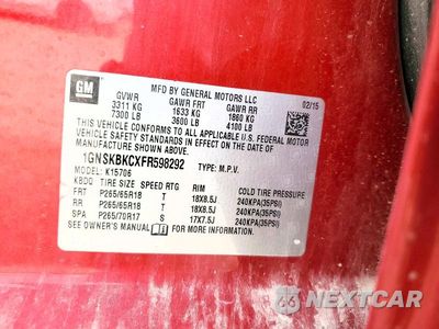 Zdjęcie 14 z 14 samochodu: 2015 CHEVROLET TAHOE K1500 LT VIN:1GNSKBKCXFR598292 - miniatura
