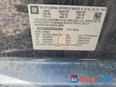 Zdjęcie 12 z 12 samochodu: 2014 GMC SIERRA K1500 SLE VIN:3GTU2UEC6EG459980 - miniatura