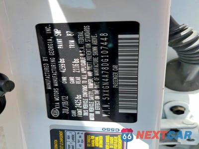 Zdjęcie 12 z 12 samochodu: 2013 KIA OPTIMA EX VIN:5XXGN4A78DG107448 - miniatura