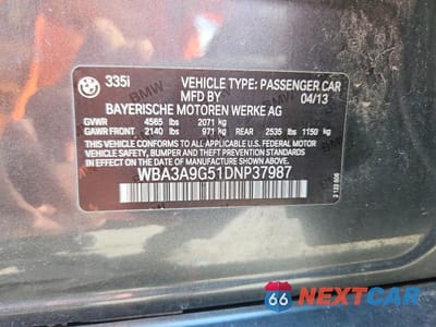 Zdjęcie 12 z 12 samochodu: 2013 BMW 335 I VIN:WBA3A9G51DNP37987 - miniatura