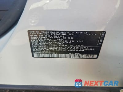 Zdjęcie 12 z 12 samochodu: 2019 VOLKSWAGEN ATLAS SEL PREMIUM VIN:1V2NR2CA8KC519308 - miniatura