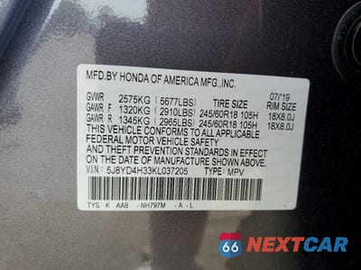 Zdjęcie 13 z 13 samochodu: 2019 ACURA MDX VIN:5J8YD4H33KL037205 - miniatura