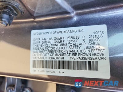 Zdjęcie 13 z 13 samochodu: 2019 ACURA TLX VIN:19UUB1F36KA007178 - miniatura