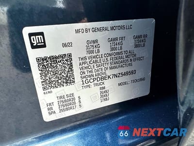 Zdjęcie 10 z 12 samochodu: 2022 CHEVROLET SILVERADO K1500 CUSTOM VIN:1GCPDBEK7NZ549593 - miniatura