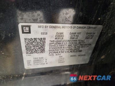 Zdjęcie 13 z 13 samochodu: 2018 CHEVROLET EQUINOX LT VIN:2GNAXSEVXJ6312360 - miniatura